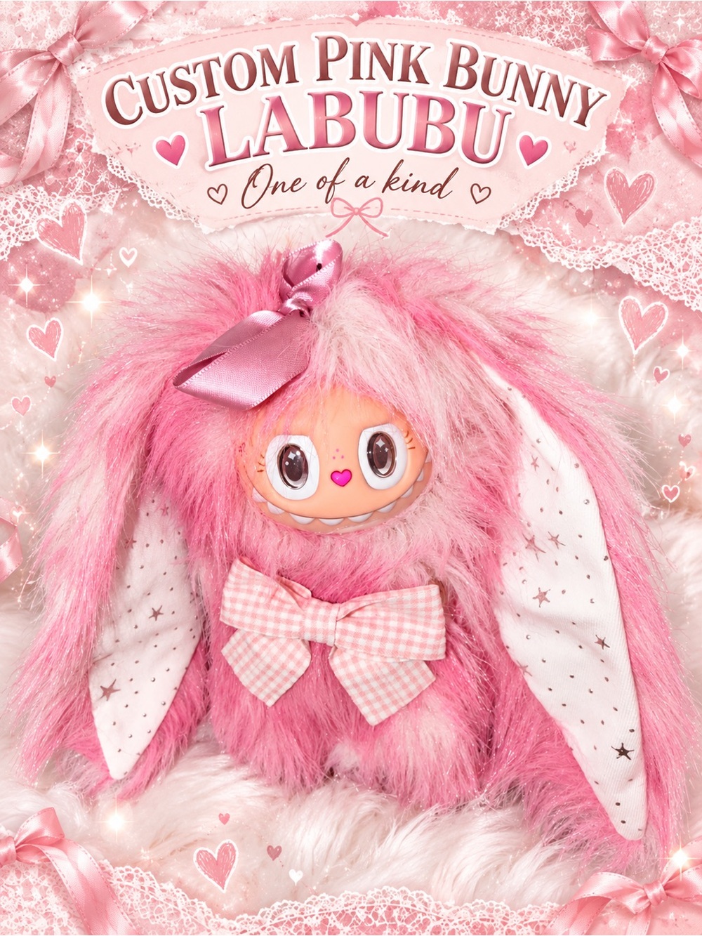 custom Labubu pink bunny NEW